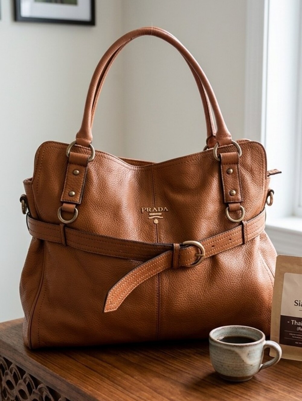 Prada Brown leather Hobo Large bag